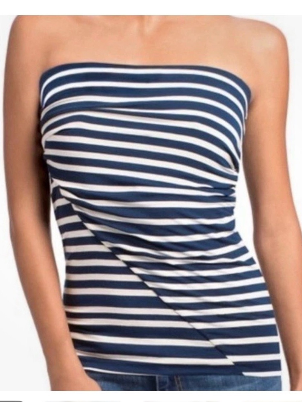 CABI BLAINE 2 WAY NAVY WHITE STRIPE STRAPLESS TUBE TOP OR SKIRT WOMENS SZ MEDIUM